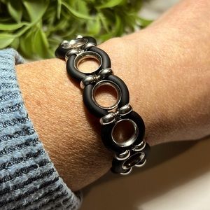 💕 Erwin Pearl Designer Sterling Silver and Black Rubber Bracelet 💕